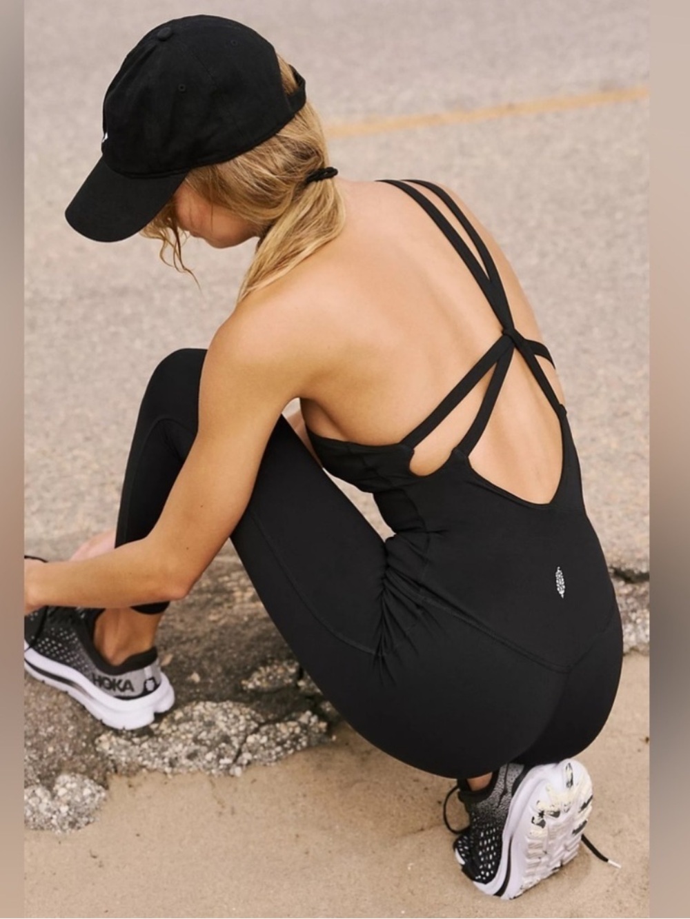 Free People Movement Transcend Limits Onesie Jumpsuit Black One Shoulder Cutout - Picture 3 of 14